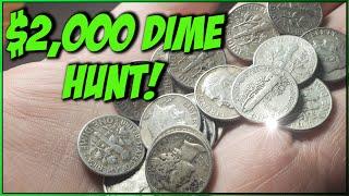 $2,000 DIME HUNT!!! (COIN ROLL HUNTING DIMES!)