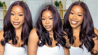  GORGEOUS DARK PLUM BODY WAVE GLUELESS 5X5 CLOSURE UNDETECTABLE HD LACE LONG WIG | LUVMEHAIR