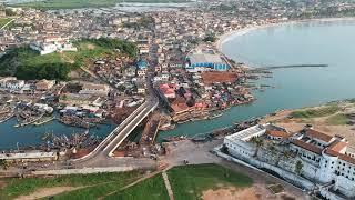 Drone Footage of the Elmina Castle - Slave Trade History, Ghana - Africa