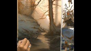 MISTY DAWN FULL 37 MINUTE OIL PAINTING DEMONSTRATION by Alan Kingwell with music by Ben Kingwell