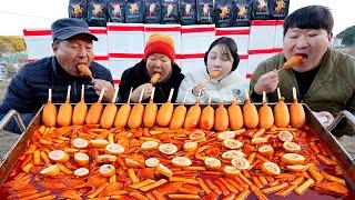 핫도그를 집에서 뚝딱? 간단하게 먹는 겉바속촉 멜팅피스 핫도그와 떡볶이!! (Corn Dogs & Tteokbokki) 요리&먹방!! - Mukbang eating show