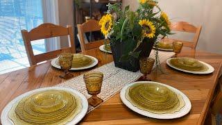 Vintage Tablescape using 1930’s Depression Glass- Decorate with Me