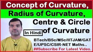 Curvature, Radius of Curvature and Centre of Curvature in hindi