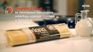 Spaghetti 2 minuti se smetanovo-tomatovou omáčkou, uzeným lososem a špenátem