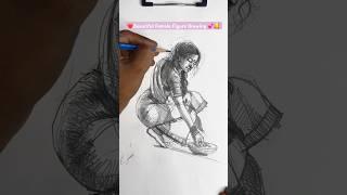 How to Draw Quick Female Figure with Shading Step by Step !! ️#art #sketch #female #figure #yt