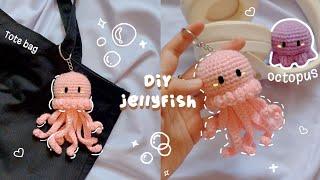  Crochet No-Sew Jellyfish and Octopus Tutorial | ocean (bag) charms 