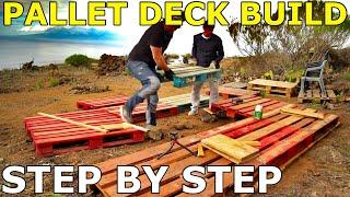 Off Grid Pallet Deck Build, DIY Deck From Wooden Pallet for Shed, Tiny House, Log Cabin