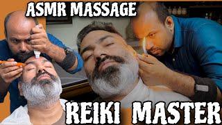 Asmr head massage, back massage, eye and ear massage by Reiki Master IndianBarber