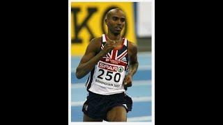 Mo Farah falls, gets back up but starts to run in the wrong direction