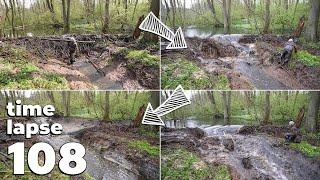 The Best Beaver Dam Collapse On YouTube - Manual Beaver Dam Removal No.108 - Time-Lapse Version
