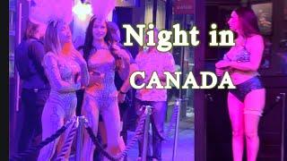 Vancouver Busy Night on Granville Street/ 4K Walk