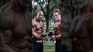 Dwayne Johnson and Arnold doing a workout at AGT #agt #americagottalent #ai #shorts #dwaynejohnson