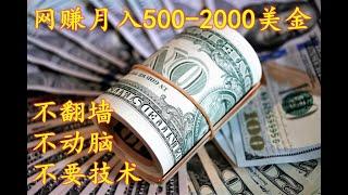 网赚2020，月入$500-2000美金，不翻墙，不动脑，不要技术，人人都能做