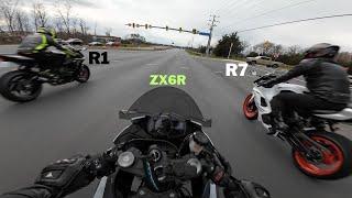 YAMAHA R1 AND R7 TRIED TO BULLY MY ZX6R