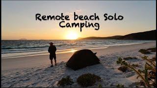 Solo camping on a remote beach