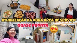 ATUALIZAÇÃO DA OBRA️ ÁREA QUASE PRONTA - VLOG ALMOÇO- LOOK DO CULTO E MAIS