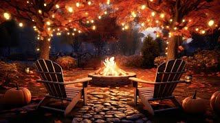 Cozy Autumn Fall Ambience - Halloween Ambience - Fireplace sounds 8h