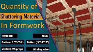 How to calculate the Quantity of Shuttering Material like Plywood, Batten, Nails, Props, Jacks etc.