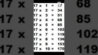 #17×1=17 #table #17ka table #mathematics #maths