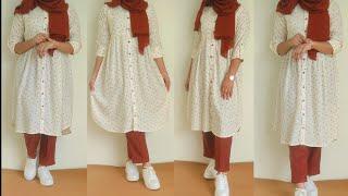 Front Open Kurti Design/Cutting And Stitching/College Wear Kurti With Hijab /Frock Design