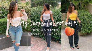 My Jeans Collection | Trying on every single pair of jeans I own | Pear Shaped body type 