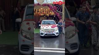 Akash Ambani leave in a decorated car for Anant Ambani & Radhika Merchant’s wedding venue #shorts