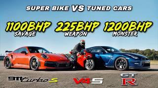 1200BHP GTR vs 225BHP PANIGALE V4S vs 1100BHP TURBO S