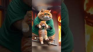 Chubby Jr. learned the hard way—never play with fire  #ai #cat #chubby