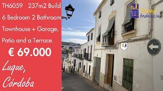 69K, 6 Bed 2 Bath 237m2 Build Townhouse + Garage Property for sale in Spain inland Andalucia TH6059