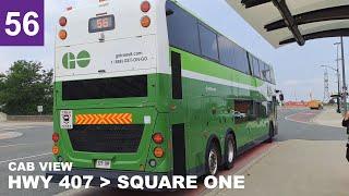 Double Decker Cab View | Line 56 GO Transit from Highway 407 to Square One Mississauga