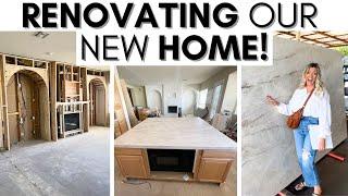 RENOVATING OUR NEW HOME (PART 1) || PICKING OUT NEW COUNTERTOPS || NEW FIREPLACE WALL