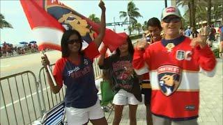 WATCH the entire Florida PANTHERS championship PARADE in Fort Lauderdale beach