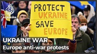 Thousands gather across Europe to protest Russia's war in Ukraine