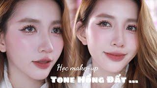 HỌC MAKE-UP CÁ NHÂN TỪ A-Z | Tone Hồng Đất mặc áo dài kỷ yếu siêu xinh ! Tone makeup ăn ảnh nhất !