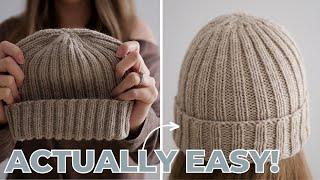 EASY Rib Knit Hat Tutorial for New Knitters!