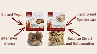 Getrocknete Pilze geräuchert - Fleischersatz und natürlicher Speck-Ersatz für vegane Ernährung