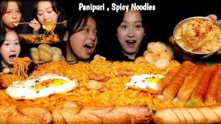 MUKBANG ||SPICY HOT  NOODLES, PIRO PANIPURI,SAUSAGE️‍#mukbang #spicymukbange