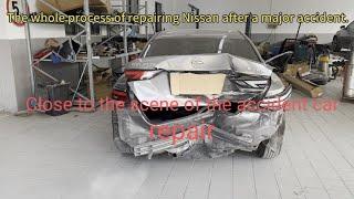 The whole process of close accident car maintenance,