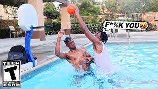 INTENSE DUNK CONTEST IN THE POOL!! (GONE WRONG ️)FEAT. @P2istheName @DomDomTV