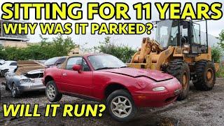 JUNKYARD ARRIVAL! Will This '94 Miata RUN After Being Parked For 11 Years? Possibly Abandoned!?