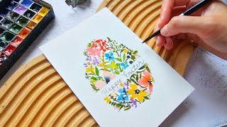 Watercolor Floral Easter Egg