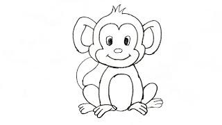 monkey drawing simple \monkey drawing step by step / bandar ka chitra / Monkey drawing easy