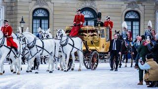 Queen Margrethe II of Denmark rides gold carriage for final time as monarch