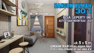 Desain Rumah minimalis harga 30 juta lengkap Denah - RAB - Animasi Pembuatan (tiny house design)