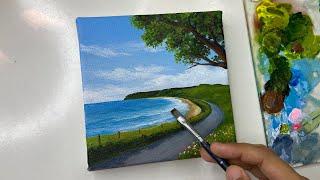 Pathway to the ocean/ Acrylic painting tutorial for beginners