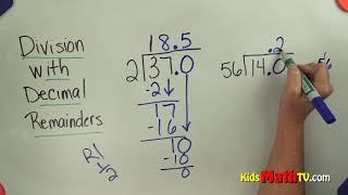 Learn division of numbers with decimal remainders