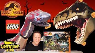 Jurassic World Dominion Lego Dinosaur Giganotosaurus vs Therizinosaurus AdventureFun Toy Review!