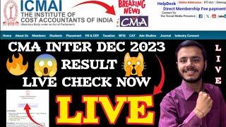 Live cma inter December 2023 attempt result out now|cma inter dec 2023 result live check now