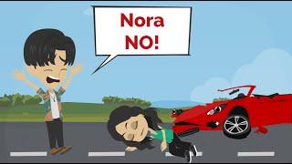 Nora CRASHED! | Easy English conversation practice | Nora English