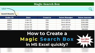 How to Create a Magic Search Box in MS Excel Quickly without VBA?